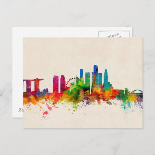 Carte Postale Skyline de Singapour (Devant / Derrière)
