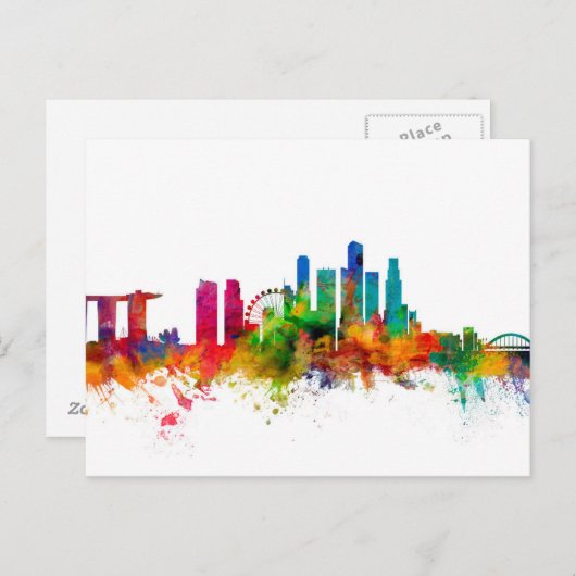 Carte Postale Skyline de Singapour (Devant / Derrière)