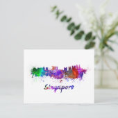 Carte Postale Skyline de Singapour en aquarelle (Debout devant)