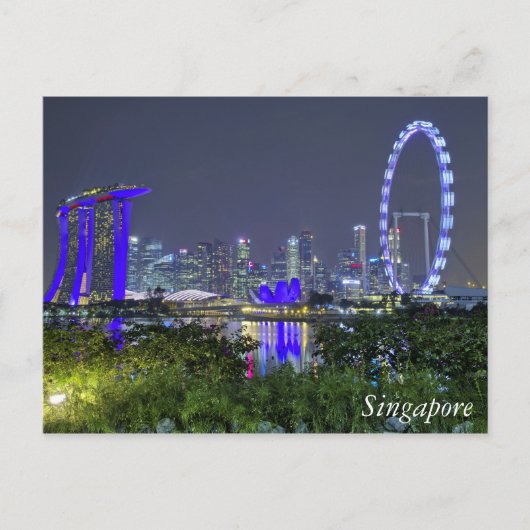Carte Postale Skyline de Singapour par nuit (Devant)