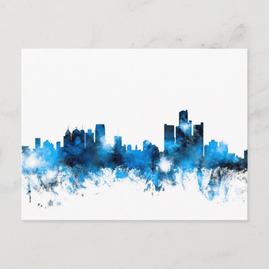 Carte Postale Skyline Detroit Michigan (Devant)