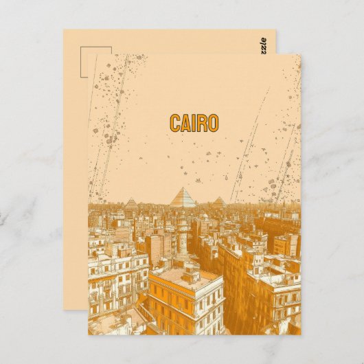 Carte Postale Skyline du Caire avec les pyramides (Devant / Derrière)