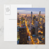 Carte Postale Skyline du centre-ville de Chicago à la tombée de (Devant / Derrière)