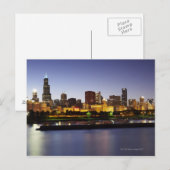 Carte Postale Skyline du centre-ville de Chicago à la tombée de  (Devant / Derrière)