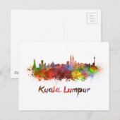 Carte Postale Skyline Kuala Lumpur en aquarelles (Devant / Derrière)
