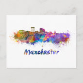 Carte Postale Skyline Manchester NH en aquarelle (Devant)