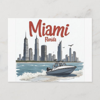 Carte Postale Skyline Miami City Floride