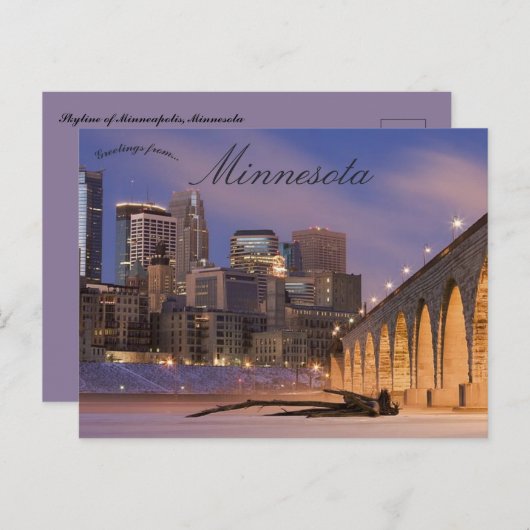 Carte Postale Skyline Minneapolis Minnesota (Devant / Derrière)