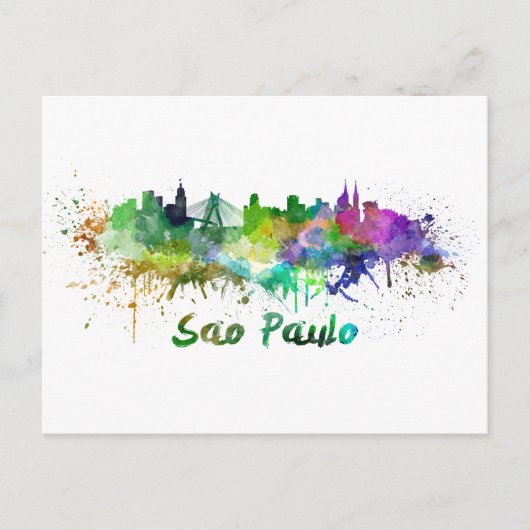 Carte Postale Skyline Sao Paulo en aquarelle (Devant)