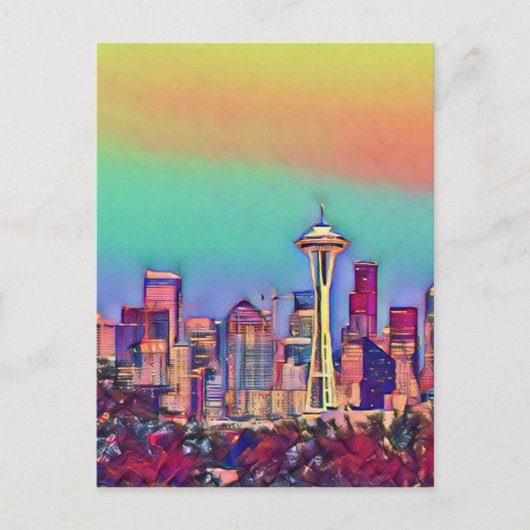 Carte Postale Skyline Seattle Abstrait (Devant)