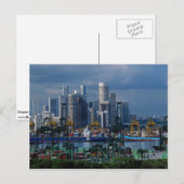 Carte Postale Skyline Singapour avec Tanjong Container Port, Sin (Devant / Derrière)