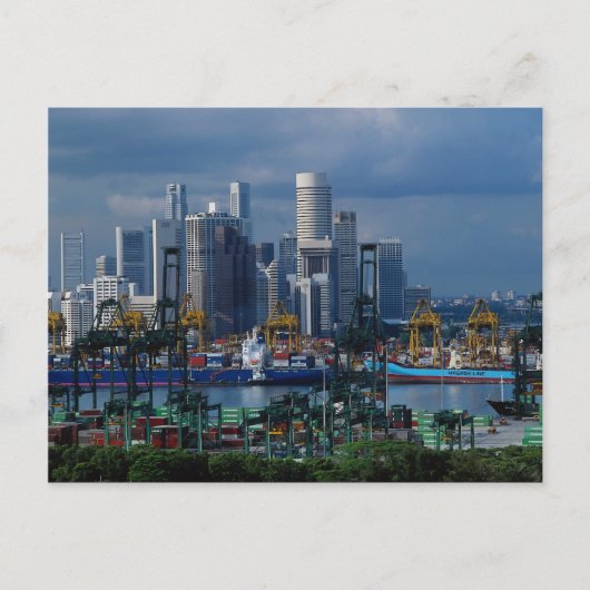 Carte Postale Skyline Singapour avec Tanjong Container Port, Sin (Devant)