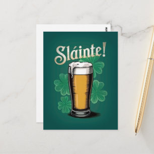Carte Postale Slàinte ! Saint Patrick's Day Pint of Beer on Gree