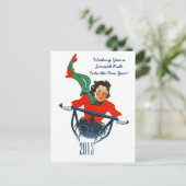 Carte postale Sledding de rétro de nouvelle année (Debout devant)