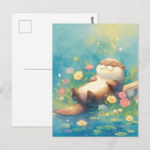 Carte Postale Sleeping Otter in Summer Meadow (Devant / Derrière)
