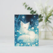 Carte Postale Sleeping White Fox in Blue Midnight Garden (Debout devant)