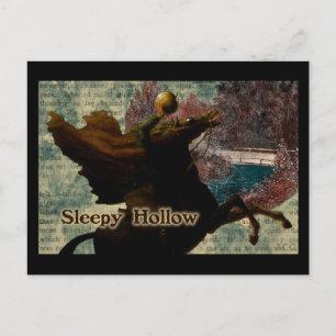 Carte Postale Sleepy Hollow Horseman sans tête tenant Citrouille