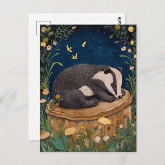 Carte postale Sleepy Little Badger (Devant / Derrière)