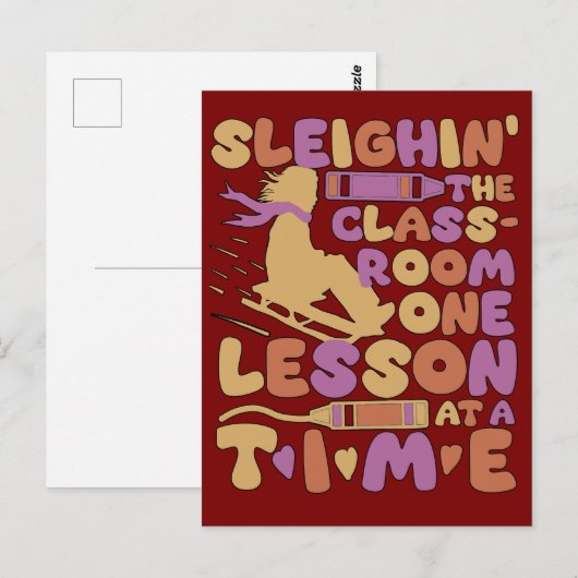 Carte Postale Sleigh Rides Meilleurs cadeaux d'enseignant pour N (Devant / Derrière)