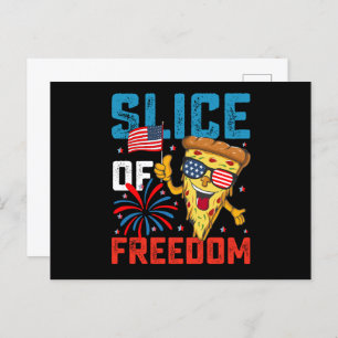 Carte Postale Slice Of Freedom 4 Juillet Pizza USA Drapeau Sungl