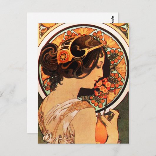 Carte postale Slip de vache Alphonse Mucha (Devant / Derrière)
