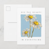 Carte Postale Slogan de Beauté Fleurs de Marguerite (Devant / Derrière)