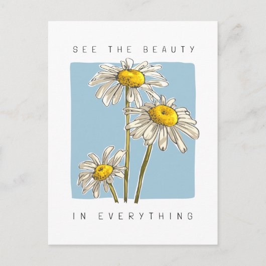 Carte Postale Slogan de Beauté Fleurs de Marguerite (Devant)