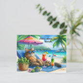 Carte Postale Slogan de chat drôle Kitty à la plage (Debout devant)