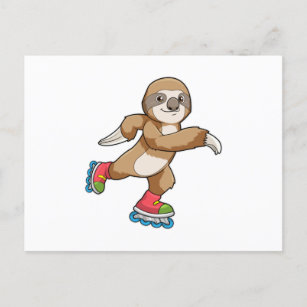 Carte Postale Sloth as Skater avec Patins Inline
