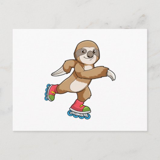 Carte Postale Sloth as Skater avec Patins Inline (Devant)