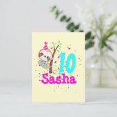 Carte Postale Sloth Birthday Girl Custom Theme Party (Debout devant)