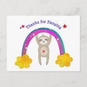 Carte Postale Sloth Boho Rainbow Anniversaire mignon Merci moder (Devant)