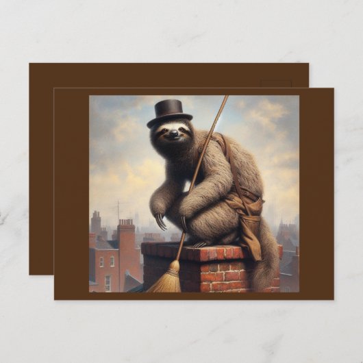 Carte Postale Sloth Chimney Sweep (Devant / Derrière)
