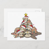 Carte Postale Sloth Christmas Tree Funny Animal Christmas Postca (Devant / Derrière)
