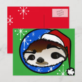 CARTE POSTALE SLOTH DE VACANCES DE NOËL (Devant / Derrière)