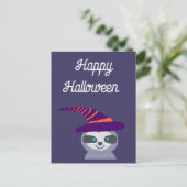 Carte Postale Sloth d'Halloween dans le Casquette de Witch (Debout devant)