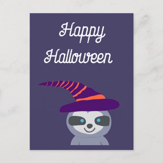 Carte Postale Sloth d'Halloween dans le Casquette de Witch (Devant)