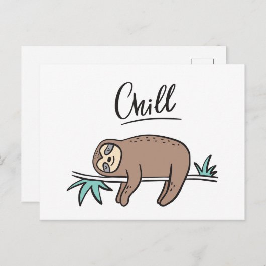 Carte Postale Sloth dit "Chill" (Devant / Derrière)