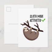 Carte Postale Sloth dit : | Mode Sloth activé (Devant / Derrière)