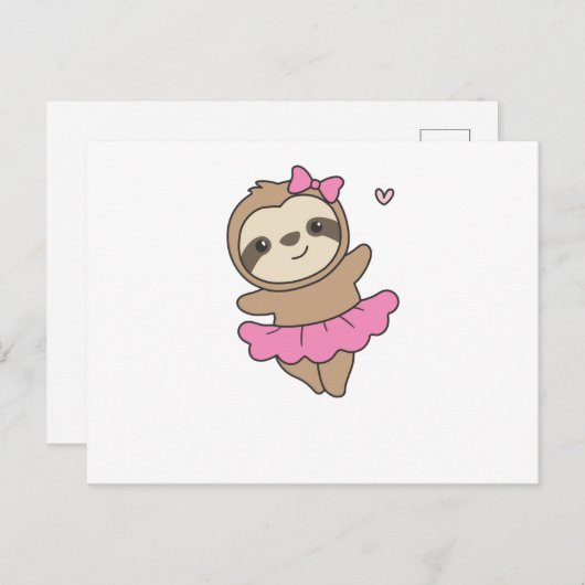 Carte Postale Sloth Est En Train De Danser Ballet De Mignonnes F (Devant / Derrière)