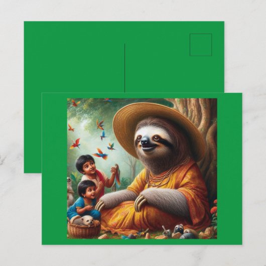 Carte Postale Sloth Grand-mère (Devant / Derrière)