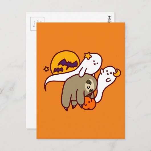 Carte Postale Sloth Halloween (Devant / Derrière)