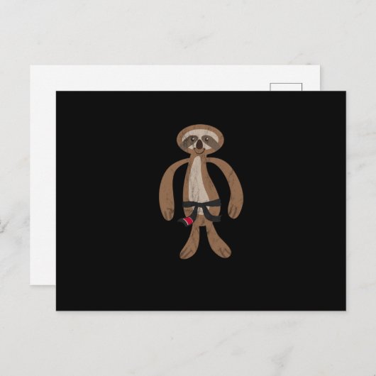 Carte Postale Sloth Jiu Jitsu Pour Bjj Cadeau Ceinture Noire (Devant / Derrière)