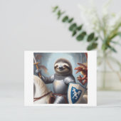 Carte Postale Sloth Knight Fighting Dragons (Debout devant)