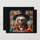Carte Postale Sloth Mad Scientifique (Devant / Derrière)