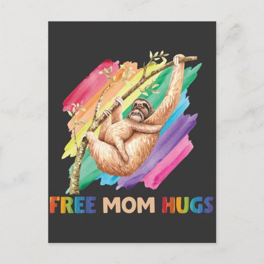 Carte Postale Sloth Mom Hugs Rainbow Cute Child and Mother (Devant)
