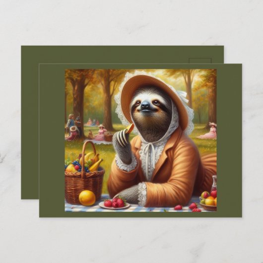 Carte Postale Sloth Picnic (Devant / Derrière)