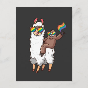 Carte Postale Sloth Riding Llama avec lunettes de soleil Égalité
