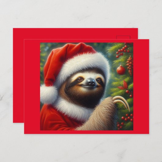 Carte Postale Sloth Santa Claus (Devant / Derrière)