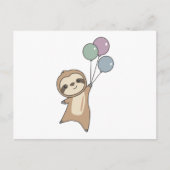Carte Postale Sloth S'Envole Avec Des Ballons (Devant)